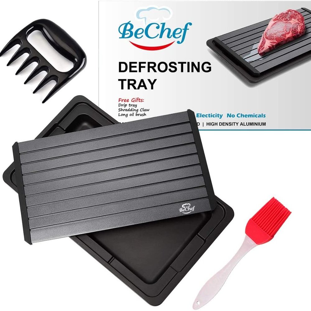 ❄️ BeChef Extra-Large Defrosting Tray – 16” x 10” x 6mm | Complete Thawing Set